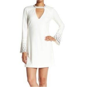Rachel Roy Winter White Studded Bell Sleeve Mini Dress | Size 4